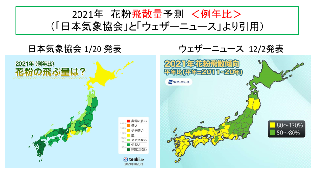 2021年春の花粉飛散予測
